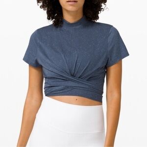 Lululemon Athletica Time to Restore Crop Wrap Mock Neck Short Sleeve Size 10